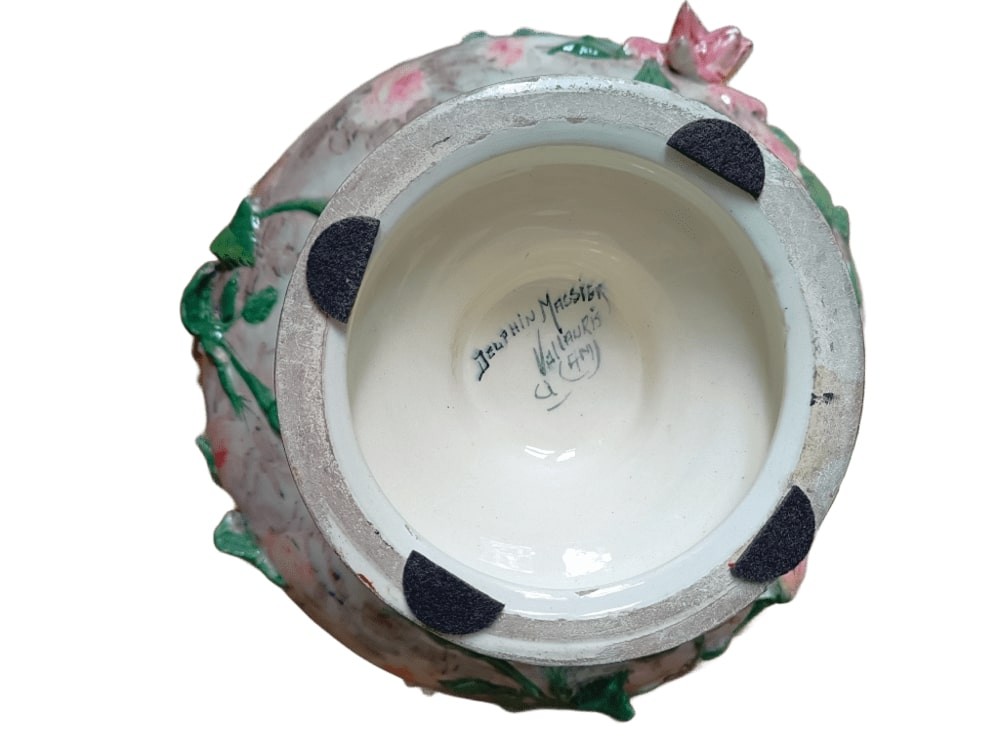 Majolica - Vasque en barbotine signé Delphin Massier à Vallauris-photo-3