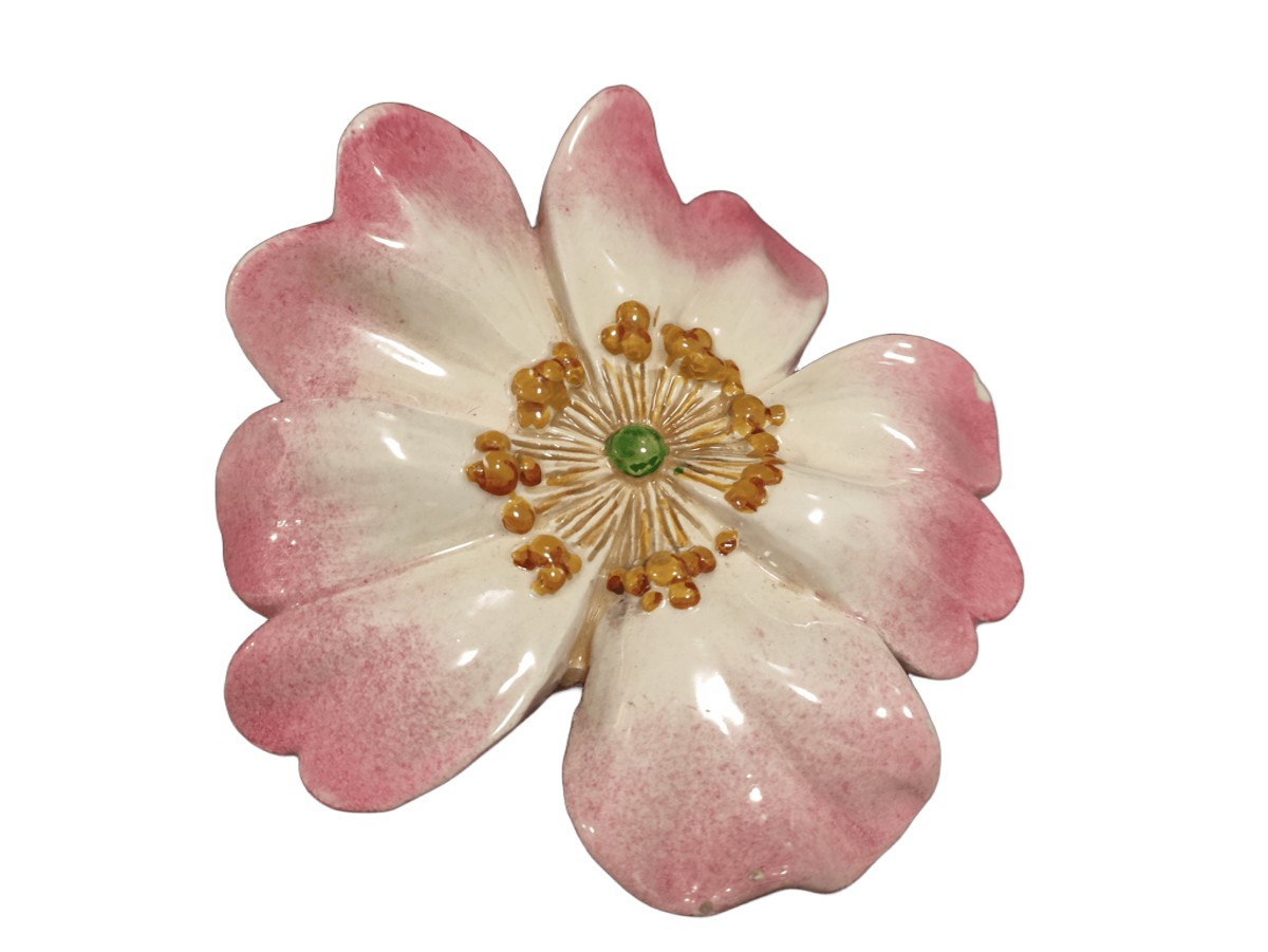 Majolica - ''dog Rose'' Wall Pocket By Delphin Massier (1836 - 1907) Vallauris-photo-2