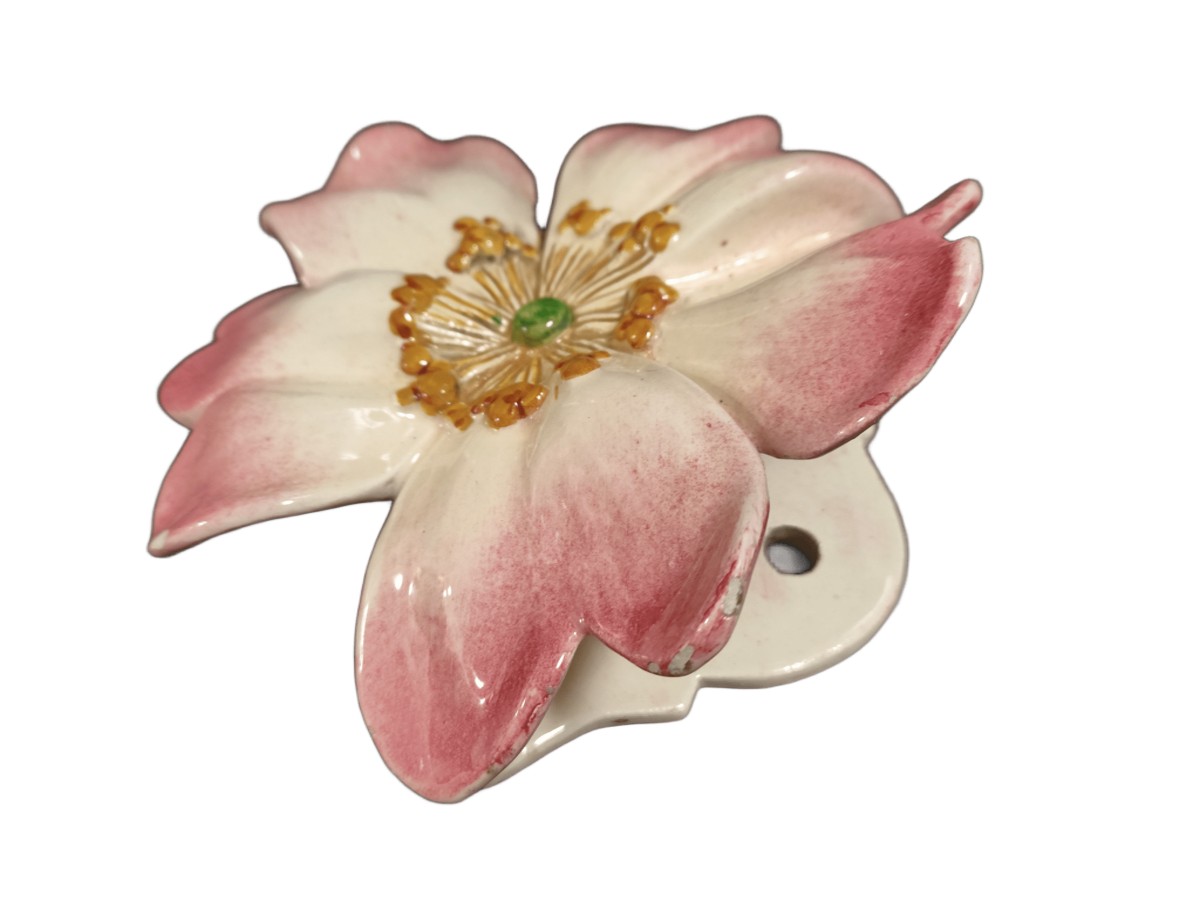 Majolica - ''dog Rose'' Wall Pocket By Delphin Massier (1836 - 1907) Vallauris-photo-3