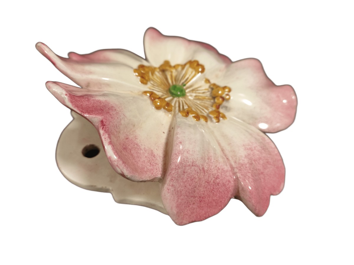 Majolica - ''dog Rose'' Wall Pocket By Delphin Massier (1836 - 1907) Vallauris-photo-4