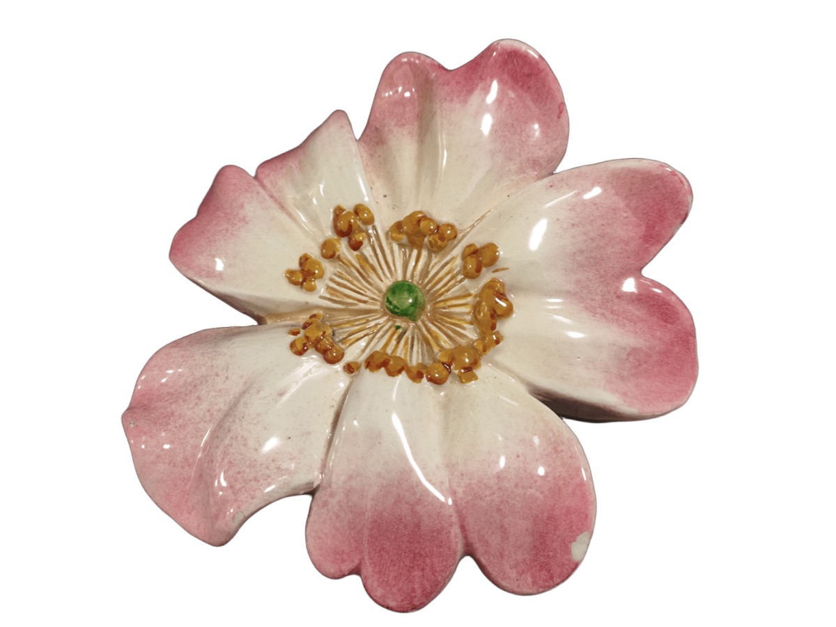 Majolica - ''dog Rose'' Wall Pocket By Delphin Massier (1836 - 1907) Vallauris