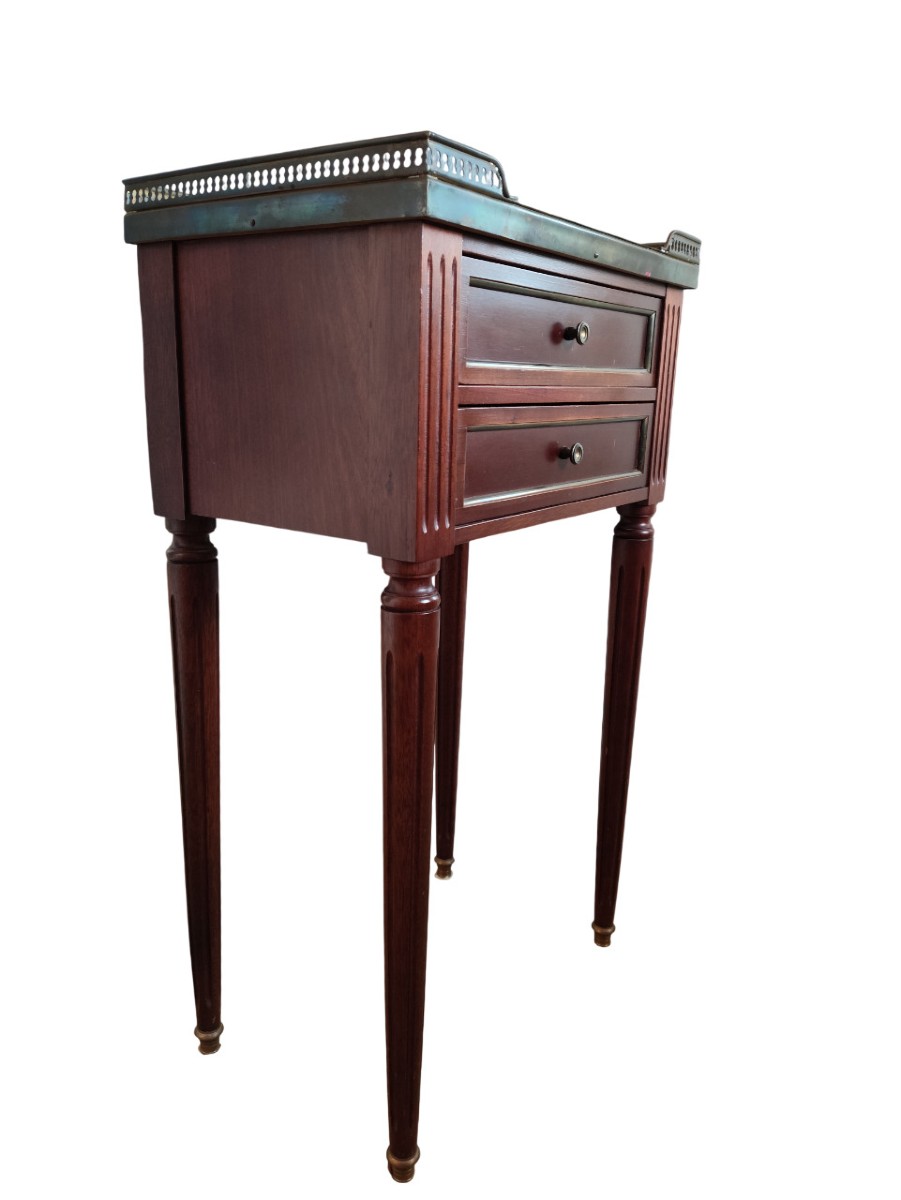 Table chiffonnière écritoire acajou de style Louis XVI (Circa 1900)-photo-1