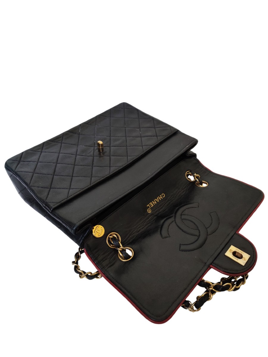 Chanel - Quilted Shoulder Bag In Black Lambskin Leather