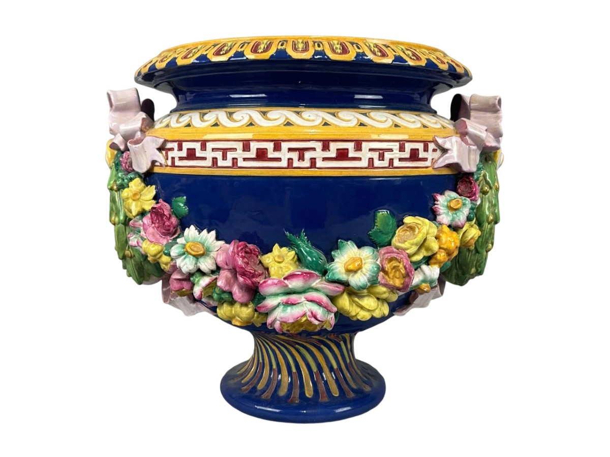 Majolica – Cache-pot en barbotine de la manufacture de Minton (circa 1870)