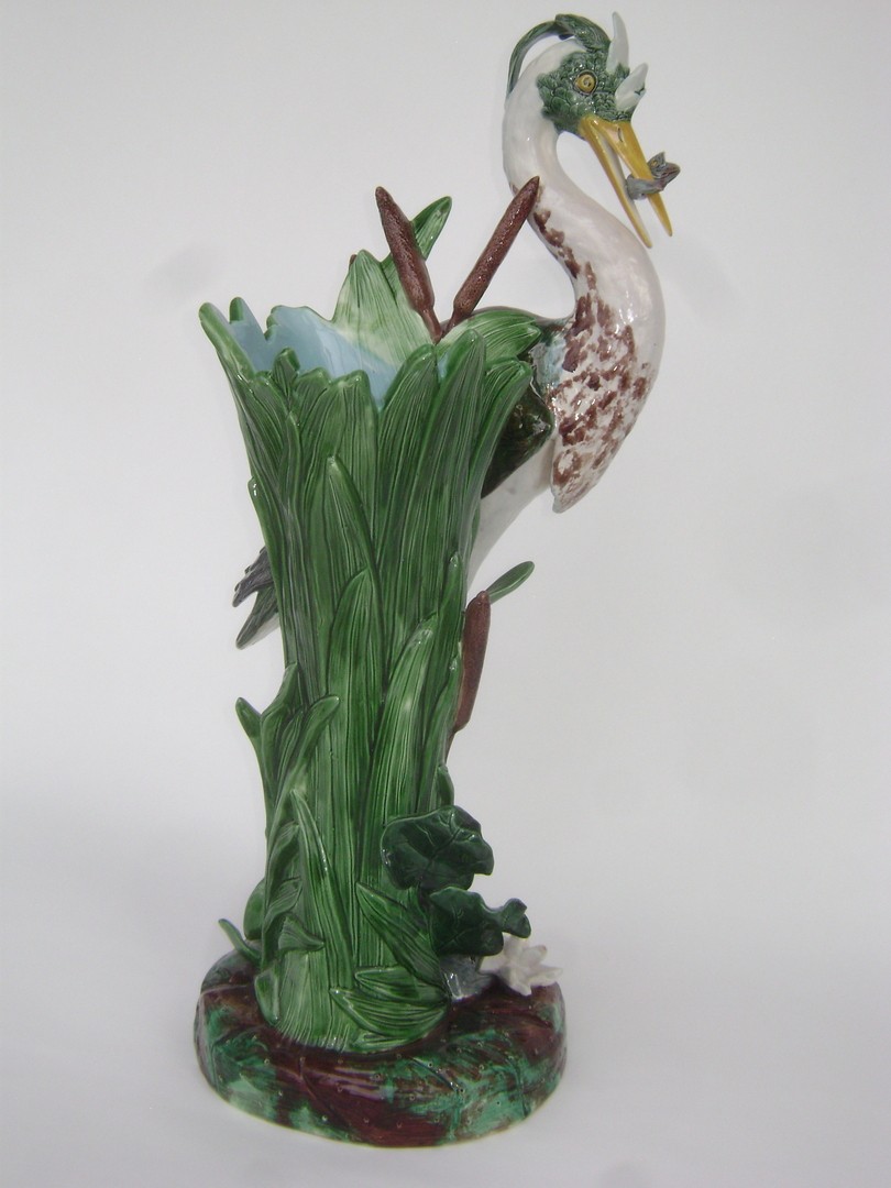 An Impressive Minton Majolica Heron Stick Stand By Joseph Holdcroft (circa 1880)-photo-2