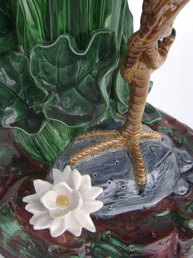 An Impressive Minton Majolica Heron Stick Stand By Joseph Holdcroft (circa 1880)-photo-4