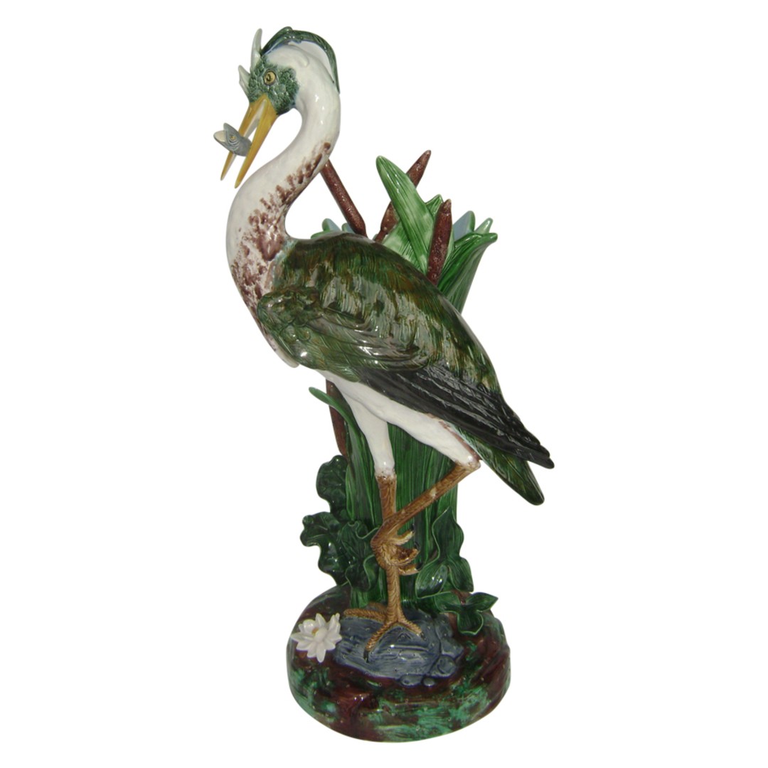 An Impressive Minton Majolica Heron Stick Stand By Joseph Holdcroft (circa 1880)