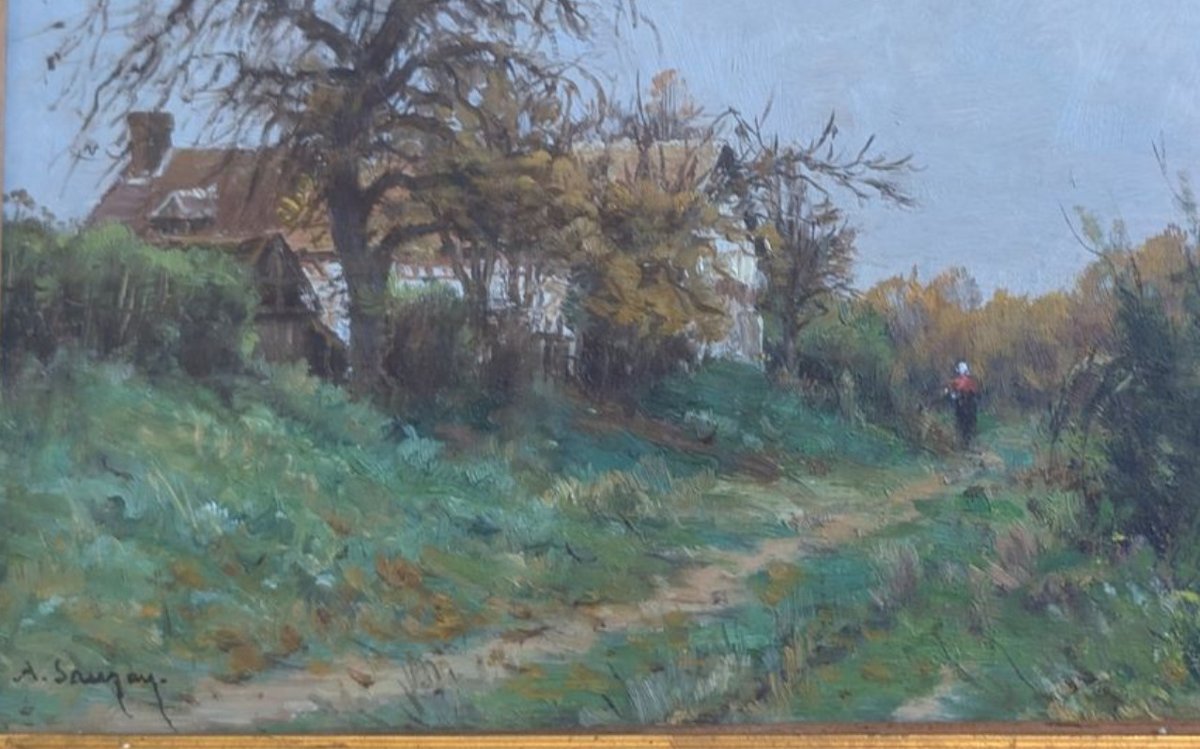   Jacques Adrien Sauzay (1841-1928) ‘’Les bords de la Seine’’-photo-2