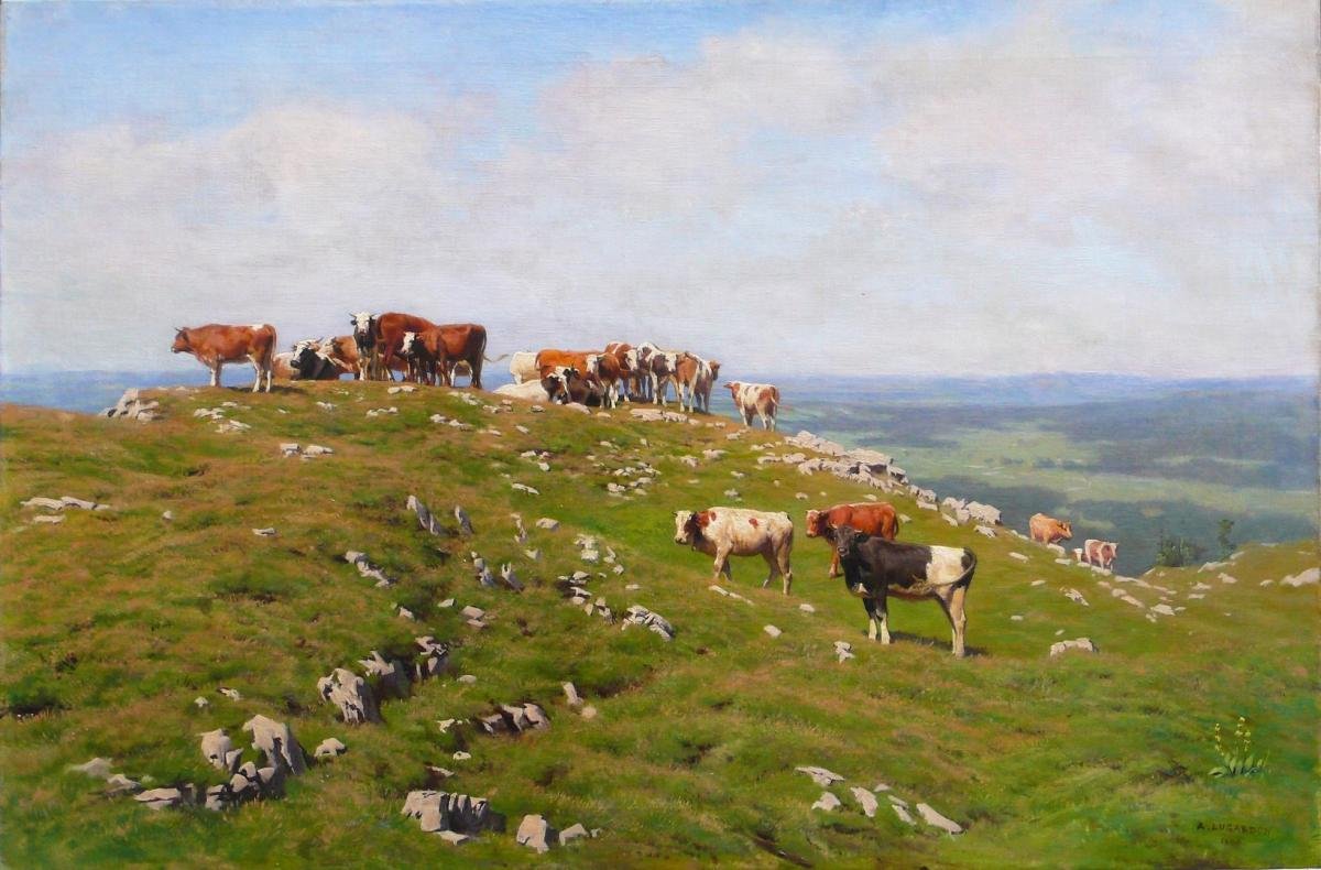 Albert Lugardon (1827–1909), Swiss School, “summer Pasture In The Mountains”-photo-2