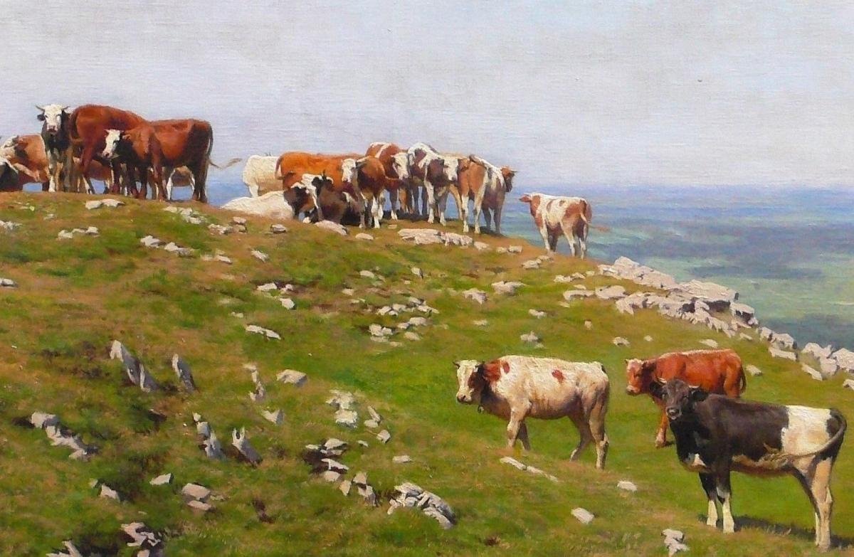 Albert Lugardon (1827–1909), Swiss School, “summer Pasture In The Mountains”