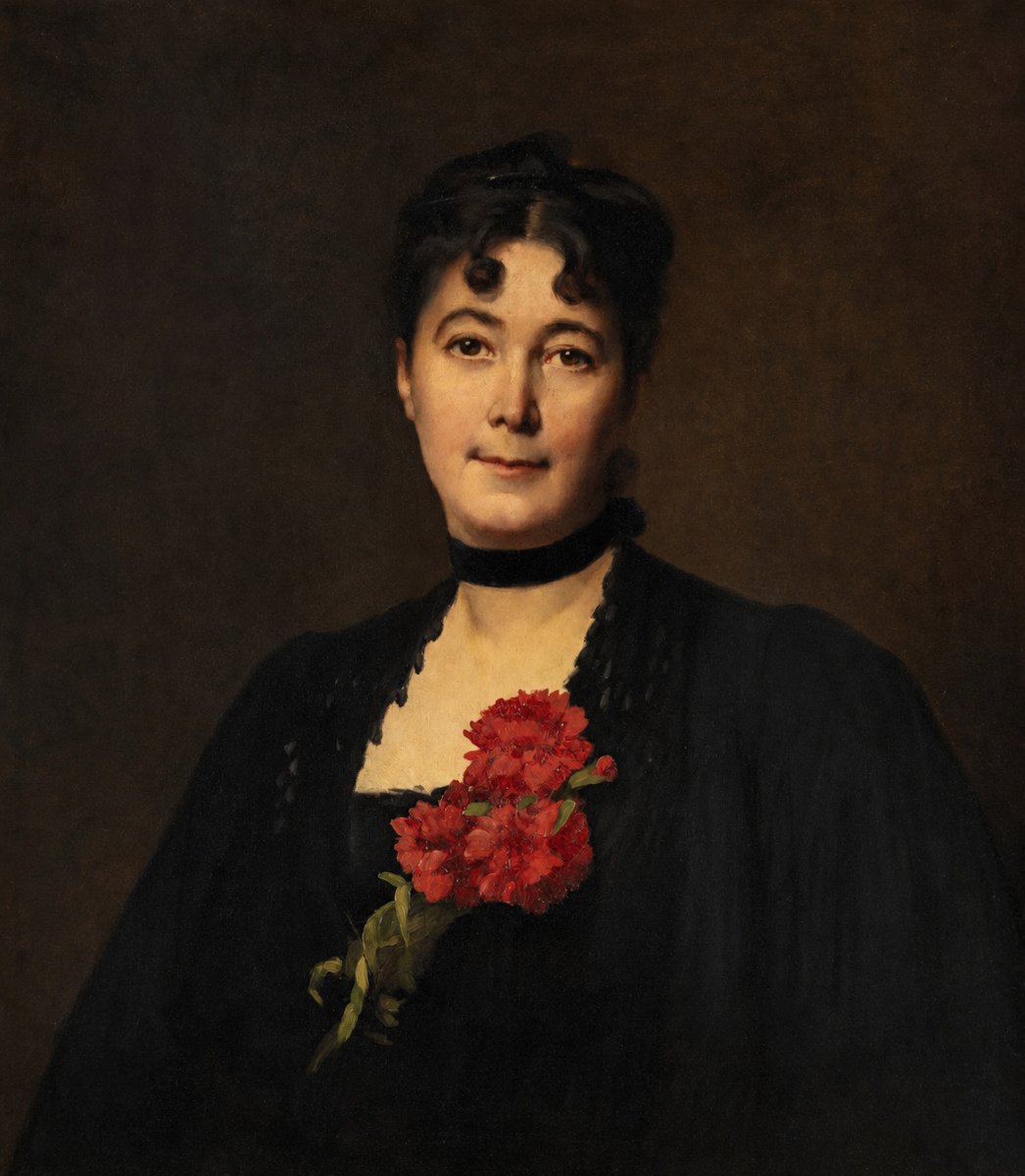 Euphémie Muraton (1840–1914), “portrait Of A Woman With Red Carnations” -photo-2