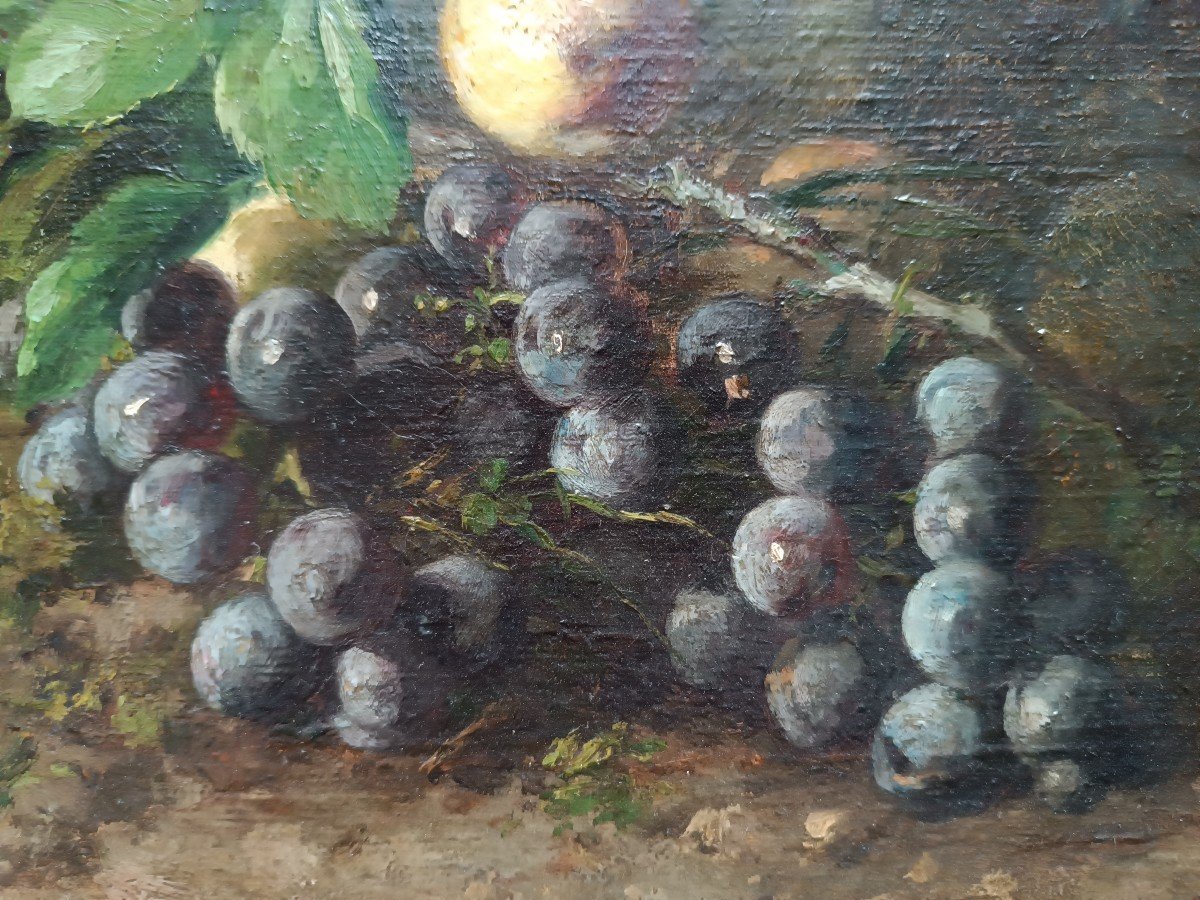 Euphémie Muraton (1840-1914) ‘’Nature morte aux raisins, pêches et prunes’’-photo-2