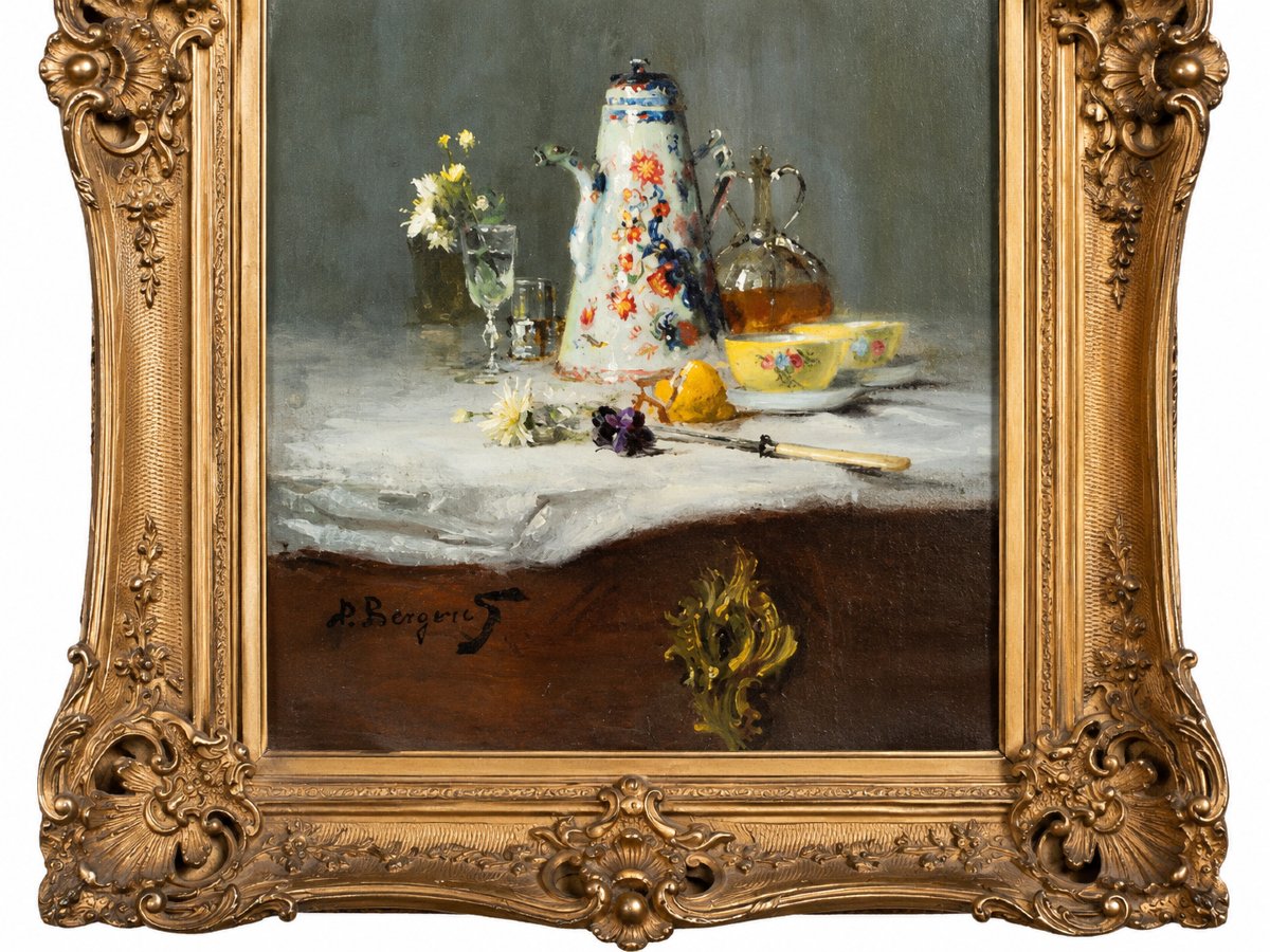 Denis Pierre Bergeret (1846-1910) ‘’Nature morte au service à thé’’-photo-2