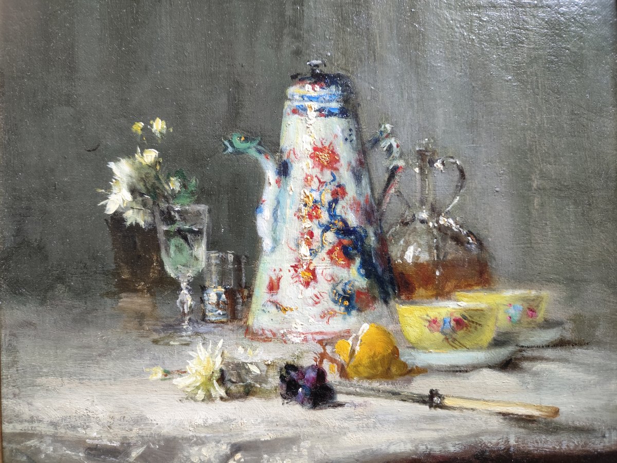 Denis Pierre Bergeret (1846-1910) ‘’Nature morte au service à thé’’