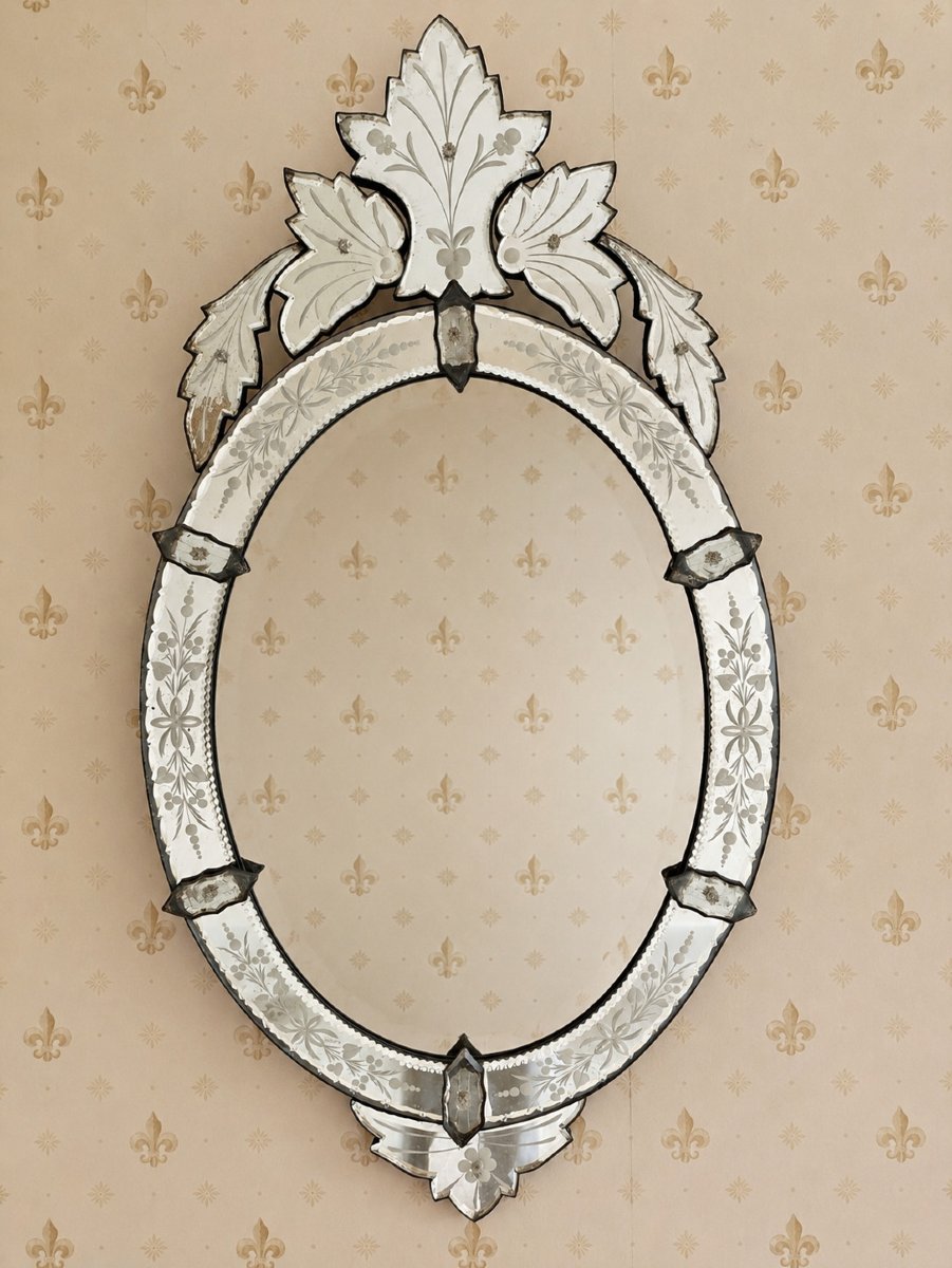 Oval Venetian Glass Mirror-photo-4