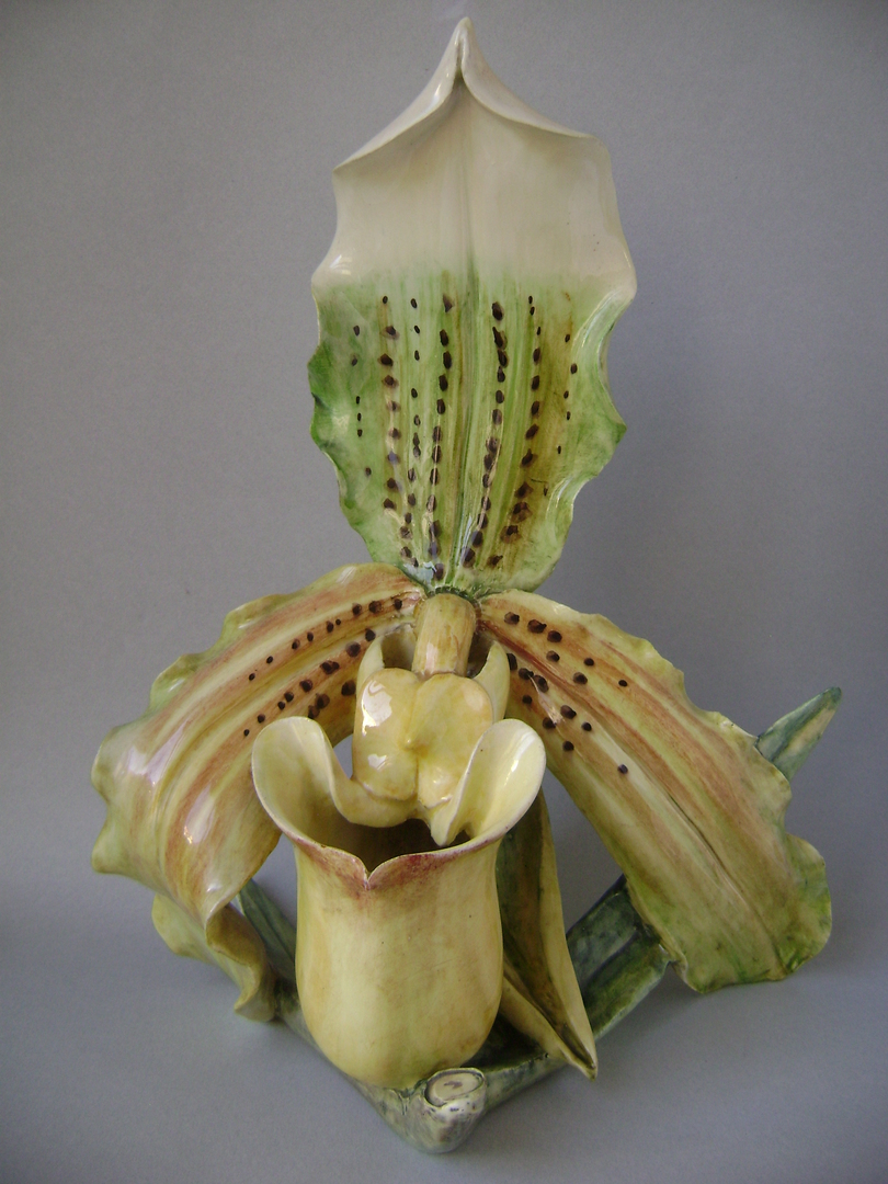 Extremely Rare French Majolica ‘’orchid’’ Signed Delphin Massier-photo-2