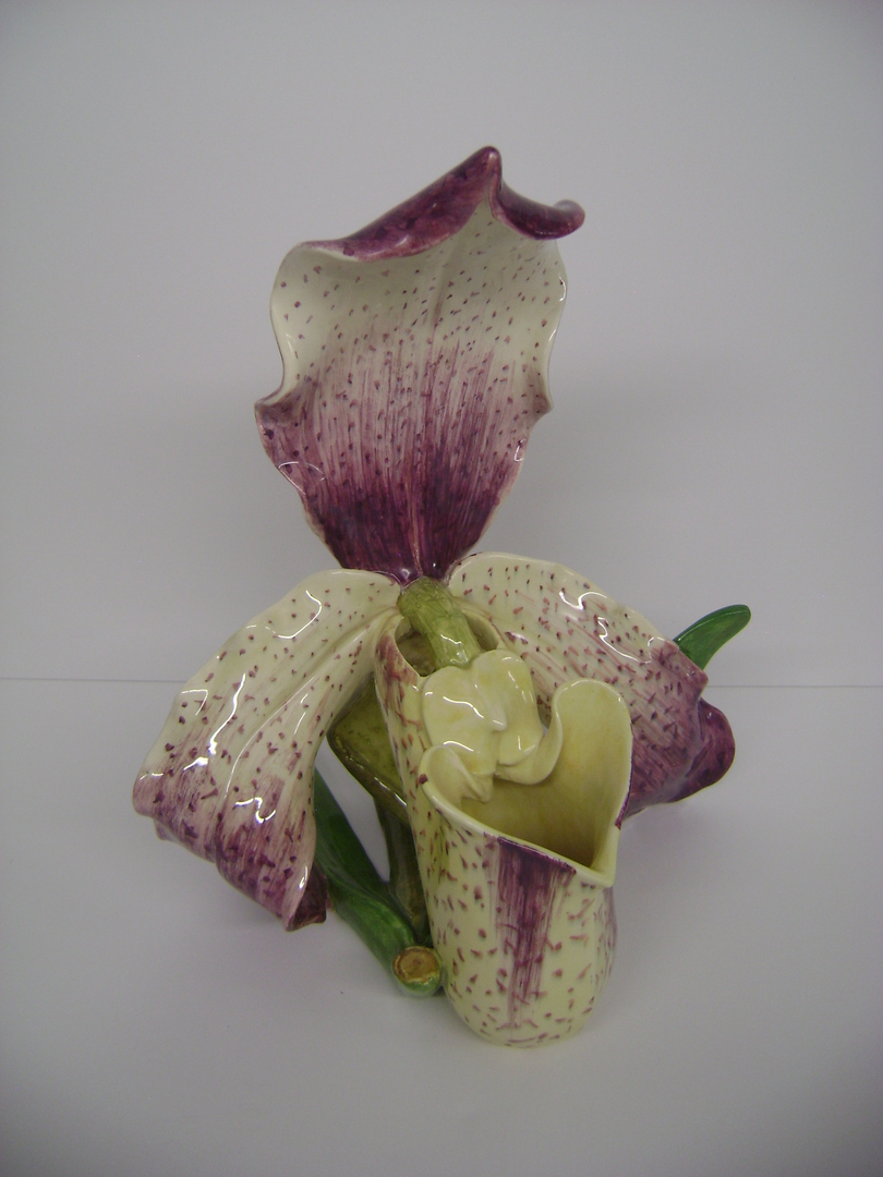 Majolica - '' Orchidée '' In Slurry By Delphin Massier-photo-2