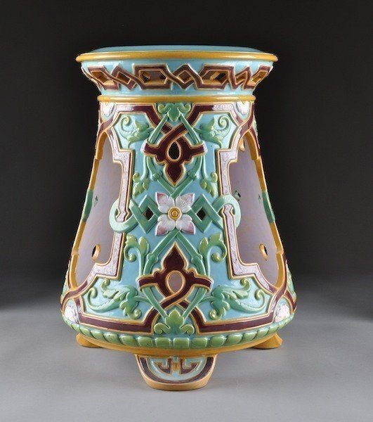 Majolica - Garden Seat Designed By Christopher Dresser Signed Minton (circa 1870)-photo-4