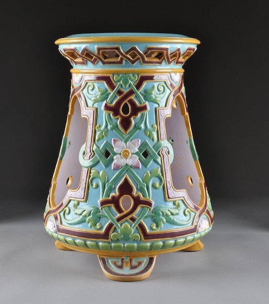 Majolica - Garden Seat Designed By Christopher Dresser Signed Minton (circa 1870)