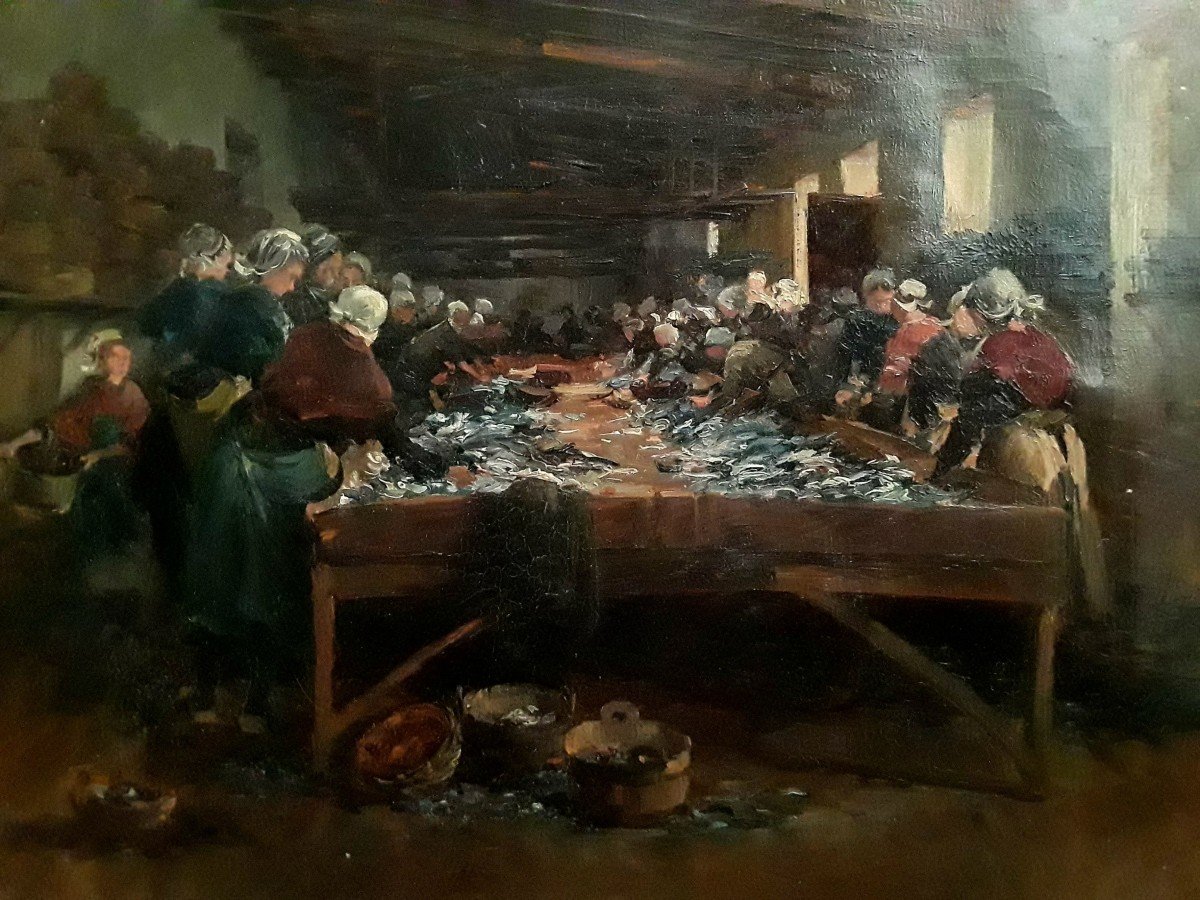 Gabriel Edouard Thurner (1840-1907) ‘’Le marché aux poissons’’-photo-3