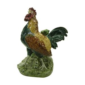Majolica - Rooster Signed Louis Robert Carrier Belleuse (1848-1913) For Choisy Le Roi