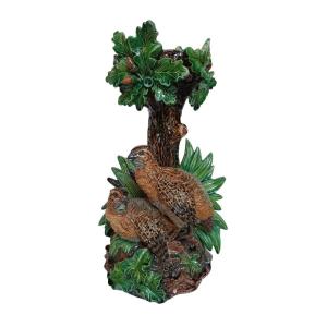 Majolica - Hugo Lonitz Table jardinière stand with partridges, oak tree (Circa 1880)