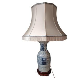 Pair Of Large Late 19th-century Chinese Vases Mounted As Lamps With Lampshades