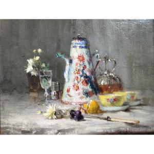 Denis Pierre Bergeret (1846–1910), “still Life With A Tea Set”