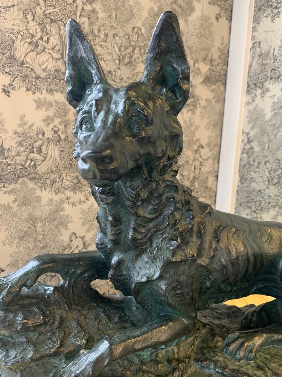 Importante Sculpture En Bronze Représentant un chien Signée Capovani-photo-2