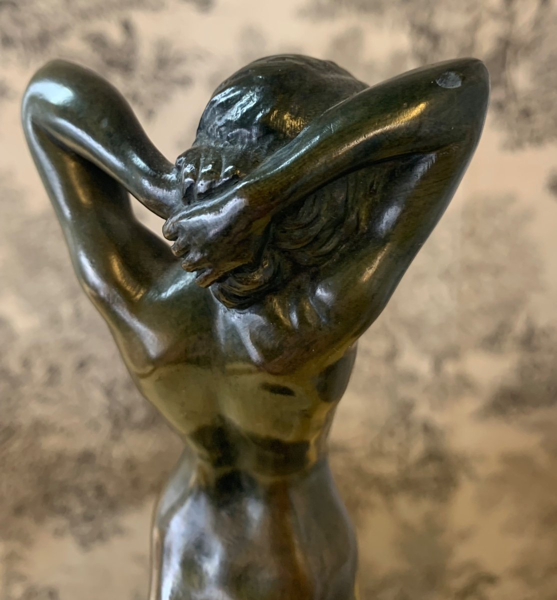 Joe Descomps (1869-1950) - The Awakening - Bronze Proof With Nuanced Brown-green Patina -photo-2