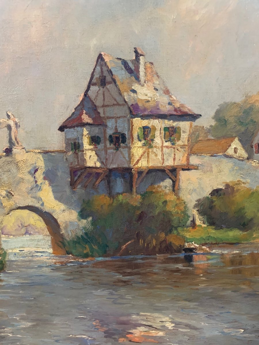 Randolph Wehn (1911-1987) Oil On Canvas Munich Landscape -photo-2