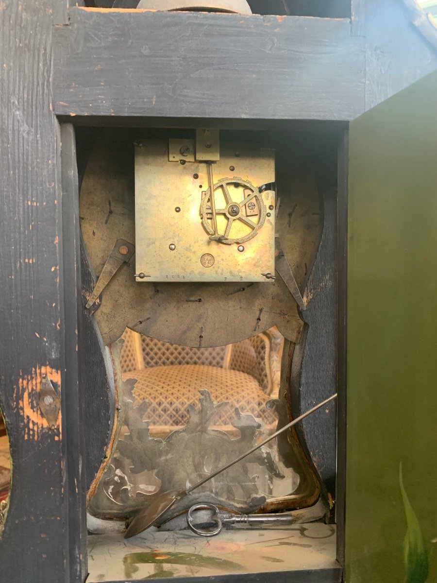 Grand Cartel En Bois Laqué Vert Et Bronze époque Napoleon III-photo-1