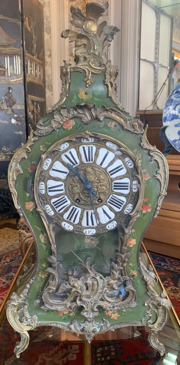 Grand Cartel En Bois Laqué Vert Et Bronze époque Napoleon III