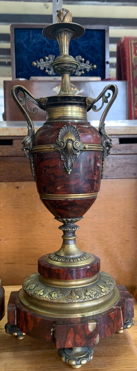 Garniture De Cheminée En Marbre Et Bronze Signée « boyer Fils Fres Paris »-photo-1