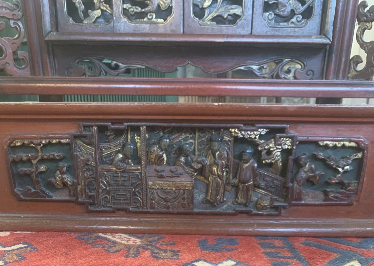 Red And Gold Lacquered Wooden Altar - China, Late 19th Century-photo-3
