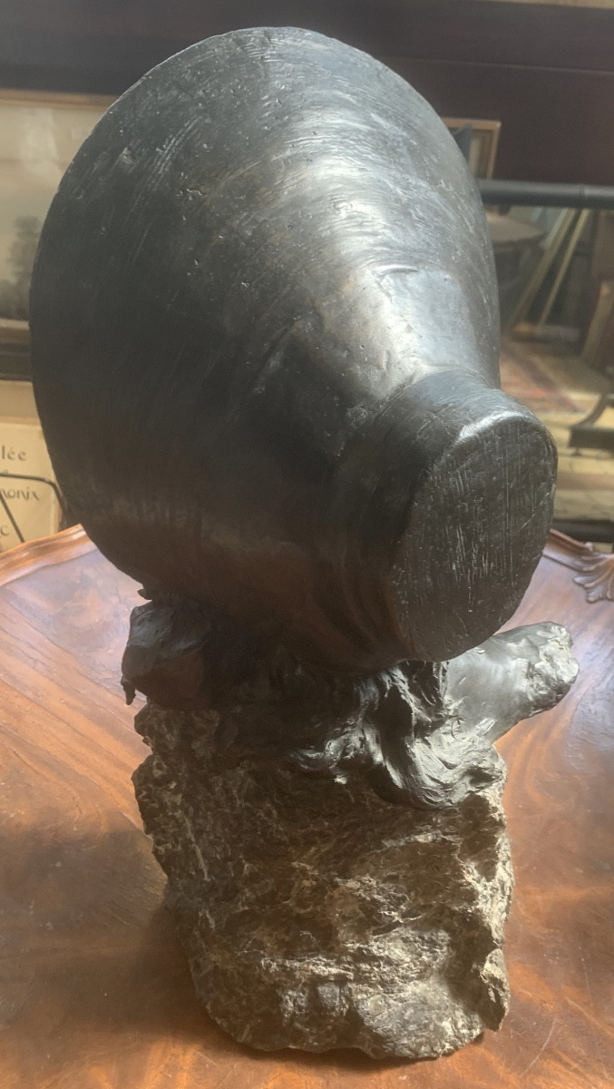 Bronze Bust With Marble Base -photo-3