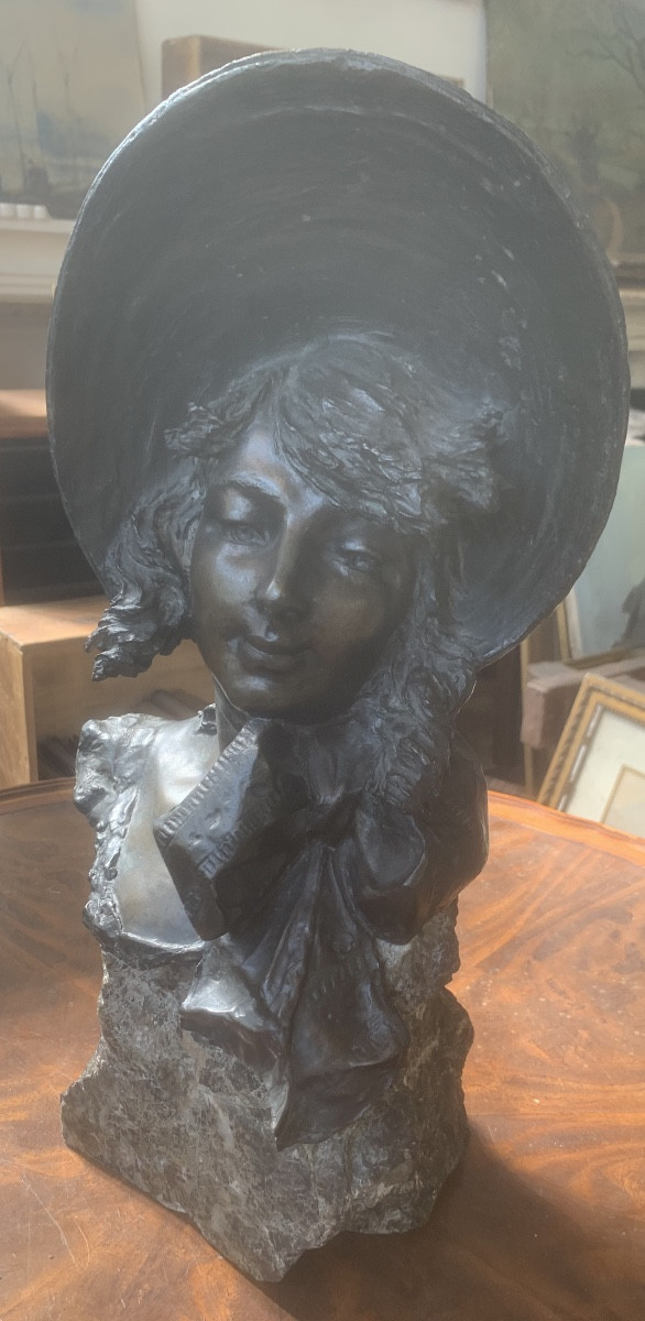 Bronze Bust With Marble Base 