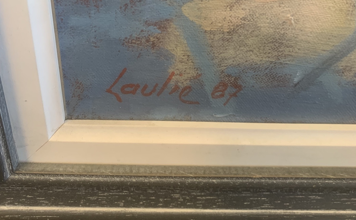Joseph Laulié (1928-2016) - Huile sur toile datée 1987 et titrée « Femme à la plage »-photo-2