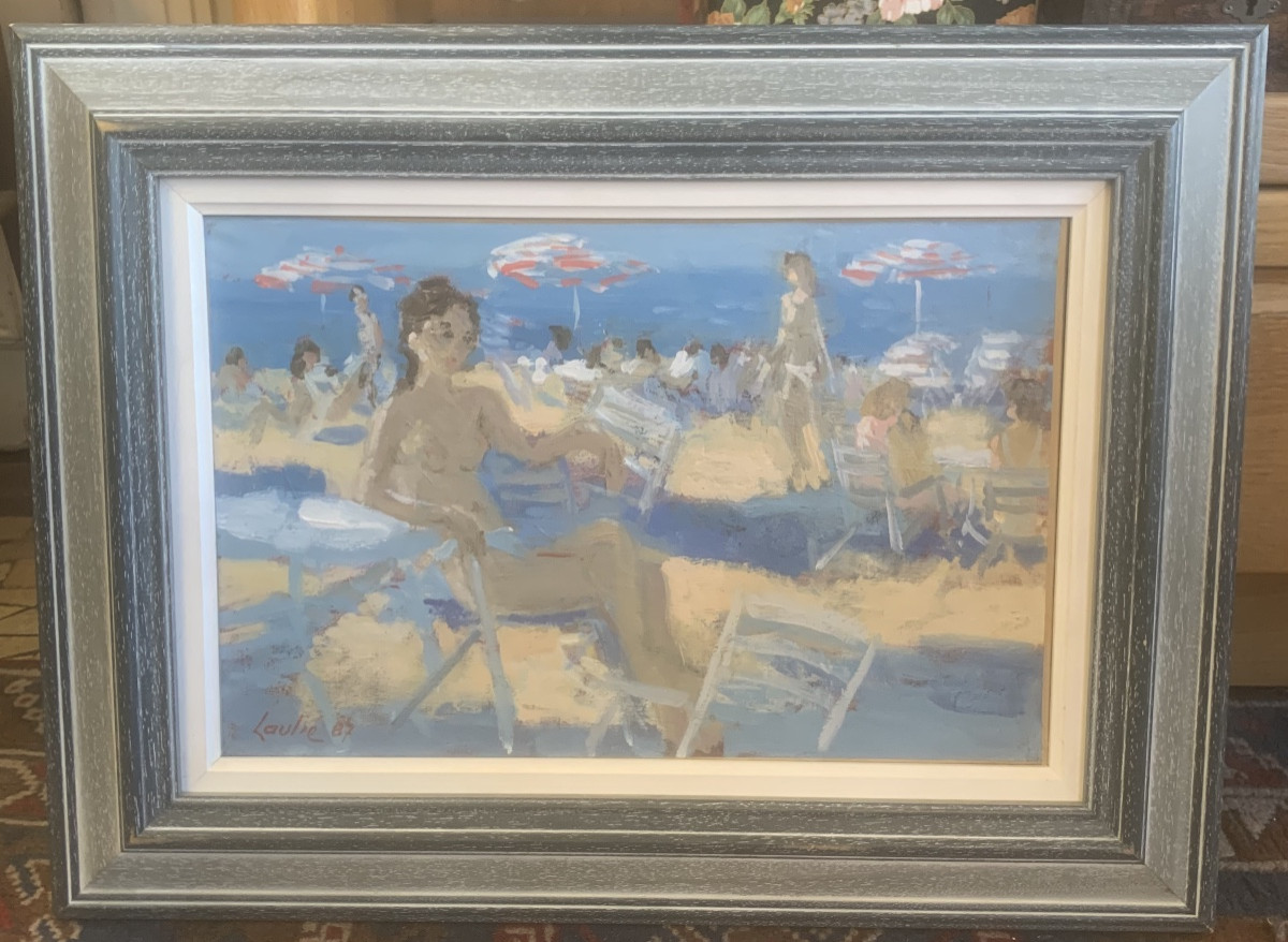 Joseph Laulié (1928-2016) - Huile sur toile datée 1987 et titrée « Femme à la plage »