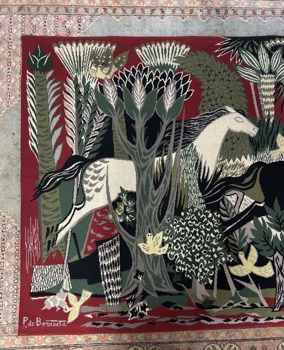 Pierre de Berroeta (1914-2004) - Tapisserie mécanique en laine-photo-2