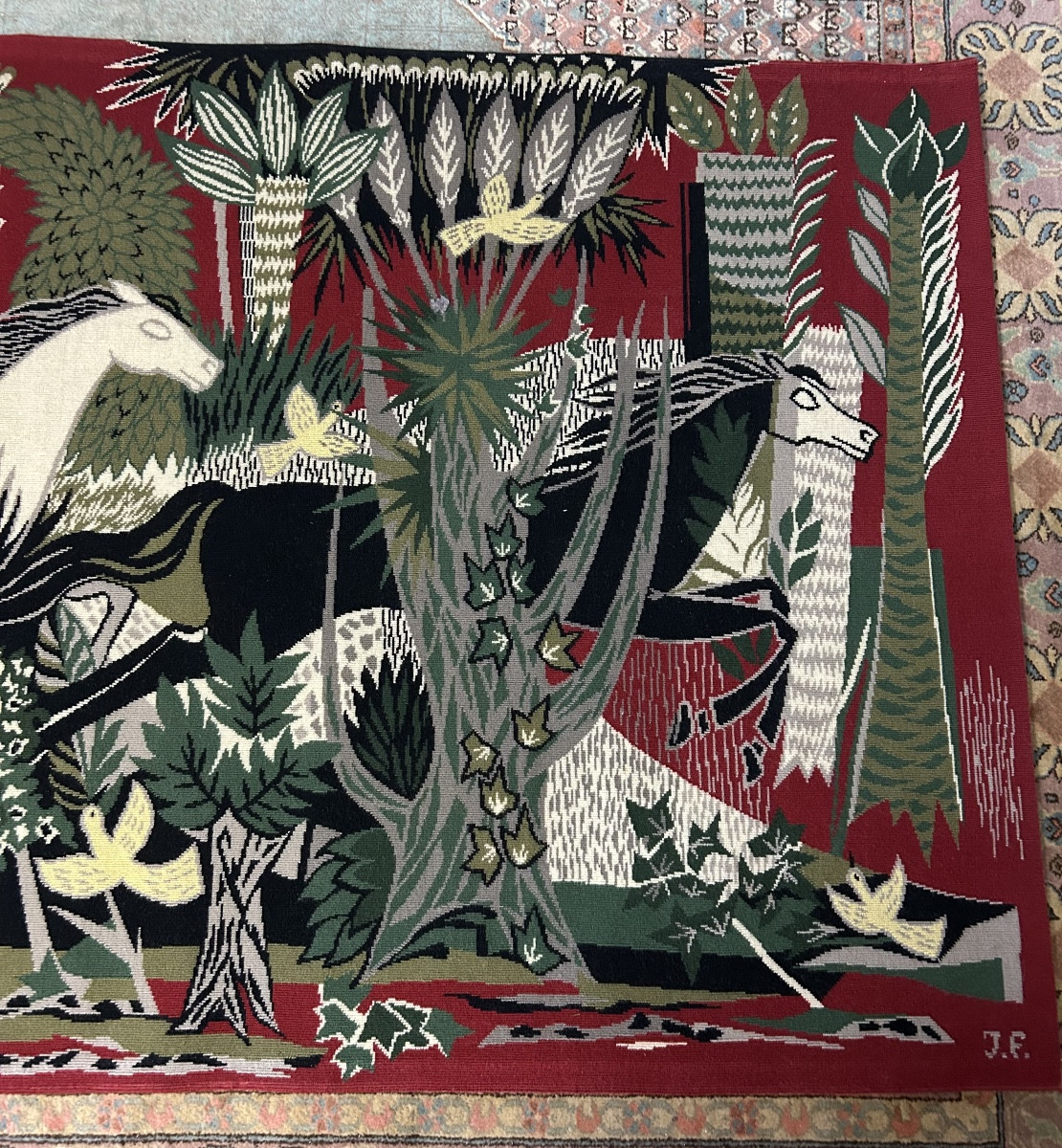 Pierre de Berroeta (1914-2004) - Tapisserie mécanique en laine-photo-3