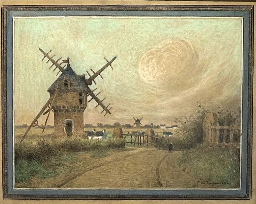 Ferdinand Loyen Du Puigaudeau (1864–1930) - Windmills Of Guérande - Pencil And Pastel-photo-2