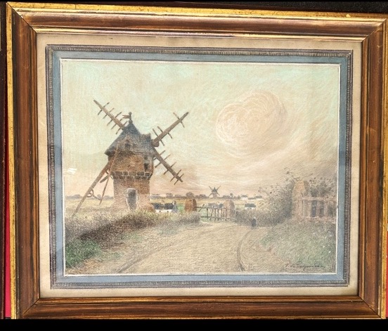 Ferdinand Loyen Du Puigaudeau (1864–1930) - Windmills Of Guérande - Pencil And Pastel
