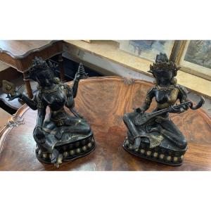 Pair Of Bronze Deities