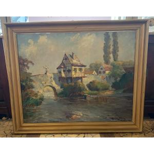 Randolph Wehn (1911-1987) Huile Sur Toile Paysage Munichois 