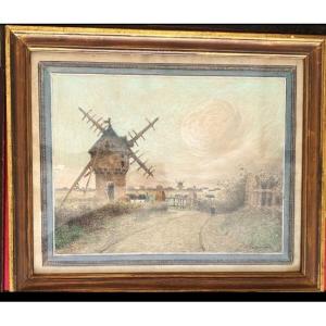 Ferdinand Loyen du Puigaudeau (1864-1930) - Moulins de Guérande - Crayon et Pastel