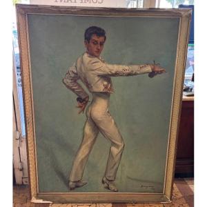 Luis Alberto Sangroniz y Castro (1896-1967) - Grande huile sur toile - Joueur de castagnettes