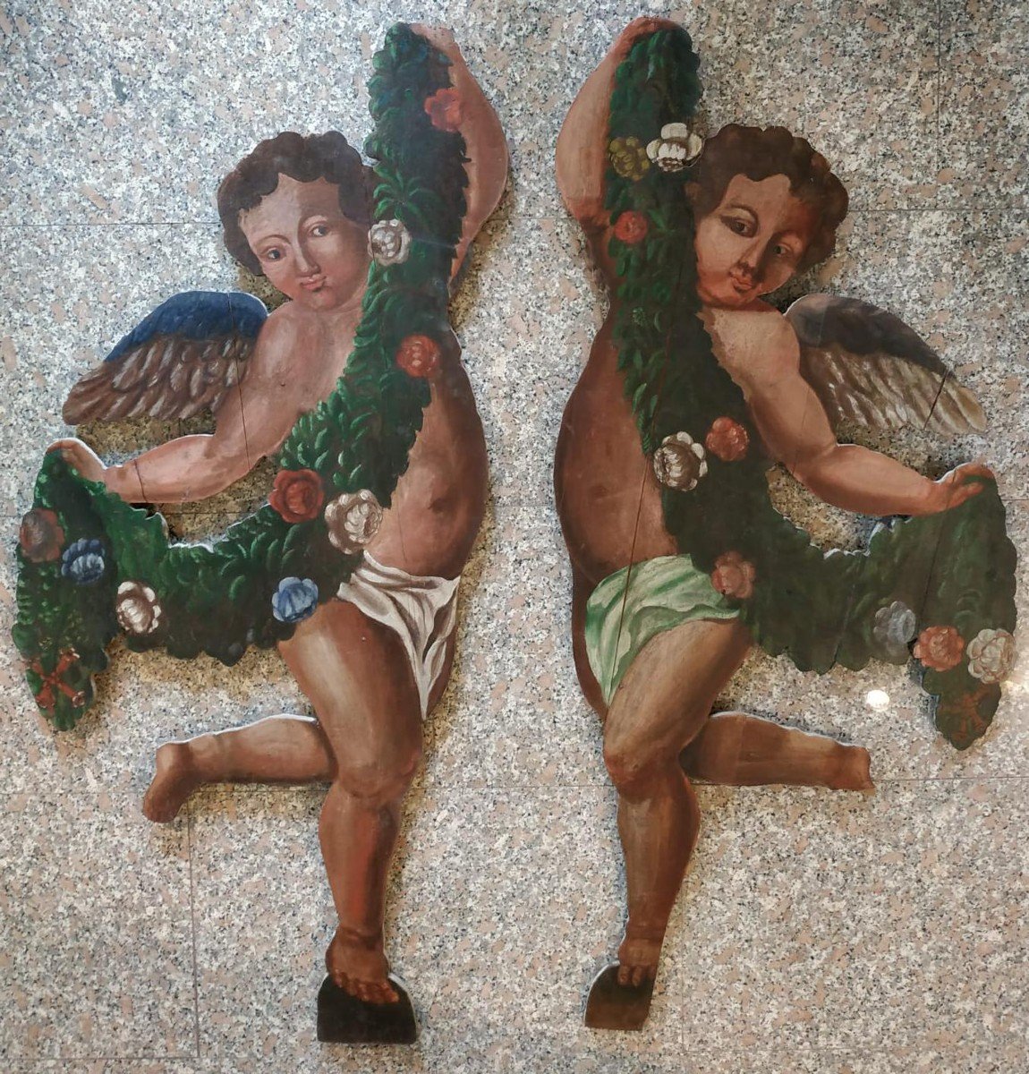 Pair Of Painted Shaped Panels