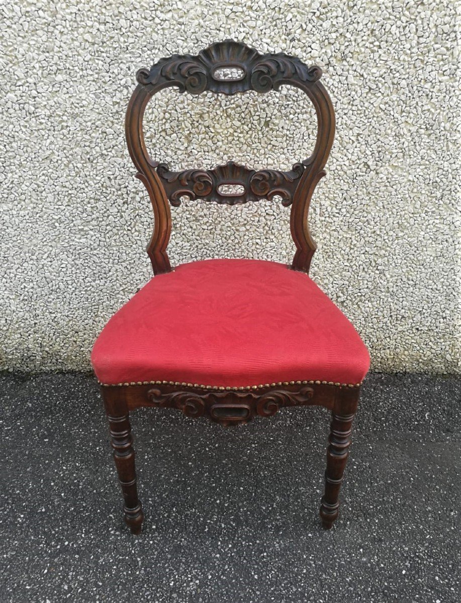 Chaises Charles X En Noyer, Italie Début 1800-photo-2