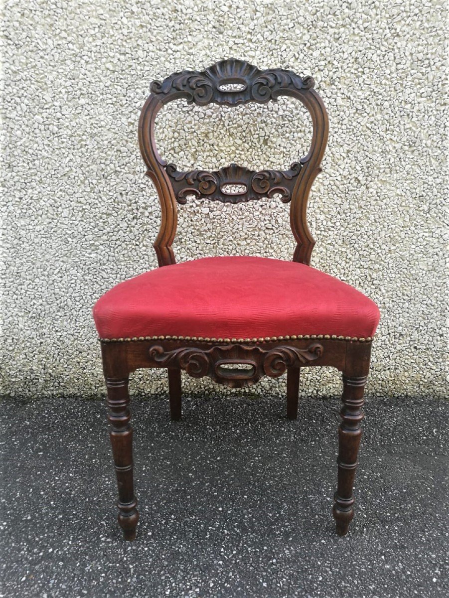 Chaises Charles X En Noyer, Italie Début 1800-photo-2